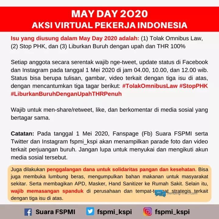 Demo Buruh 30 April 2020